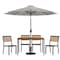 Flash Furniture Faux Teak 30x48 Table-Gray Umbrella-Base-4 Chairs XU-DG-304860364-UB19BGY-GG - alternate 5